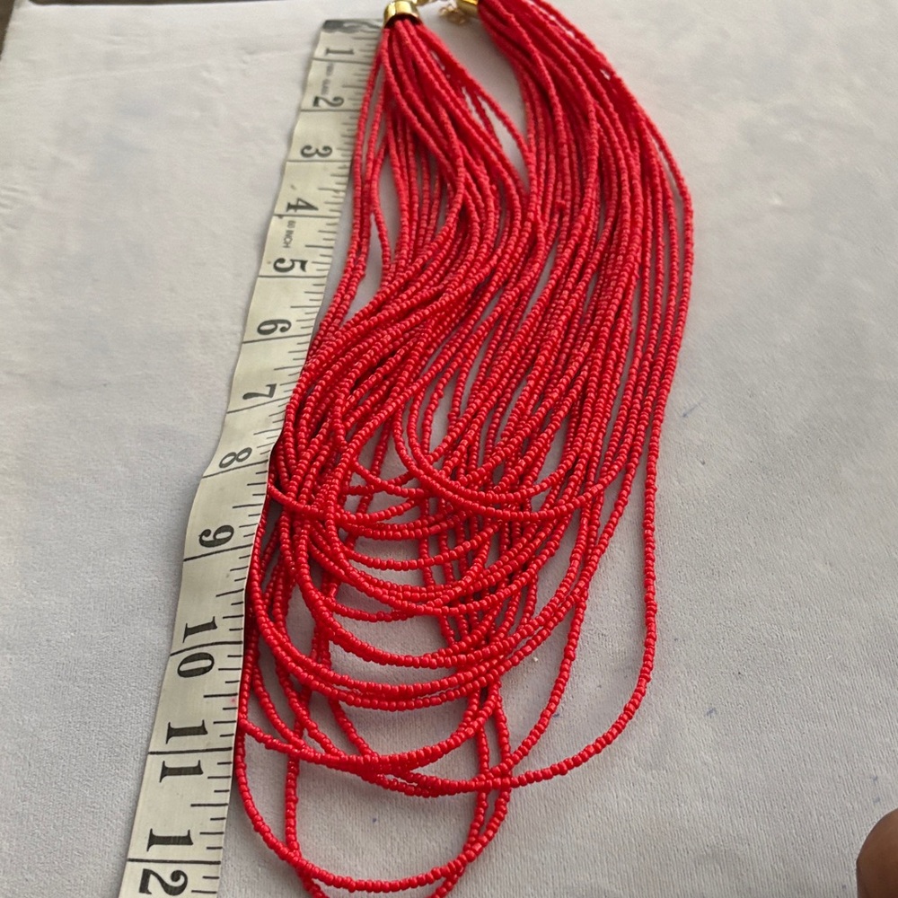 Vibrant Red Multi-Strand Necklace - Picture 2 of 5
